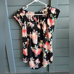 LC Lauren Conrad Black Floral Blouse